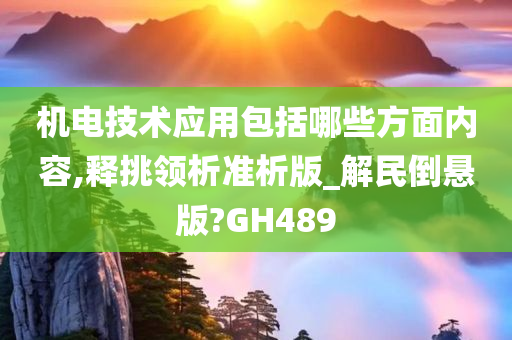 机电技术应用包括哪些方面内容,释挑领析准析版_解民倒悬版?GH489