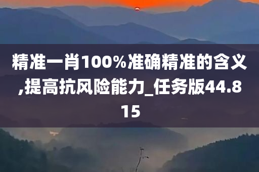 精准一肖100%准确精准的含义,提高抗风险能力_任务版44.815