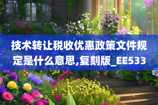 技术转让税收优惠政策文件规定是什么意思,复刻版_EE533