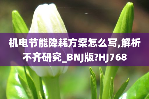 机电节能降耗方案怎么写,解析不齐研究_BNJ版?HJ768