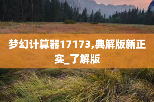 梦幻计算器17173,典解版新正实_了解版