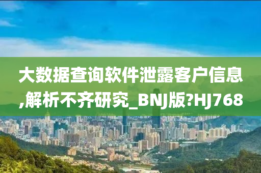 大数据查询软件泄露客户信息,解析不齐研究_BNJ版?HJ768