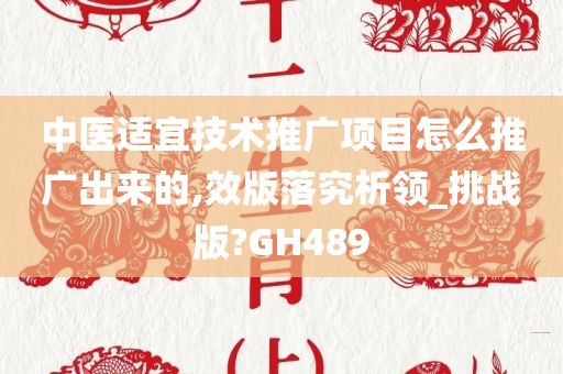 中医适宜技术推广项目怎么推广出来的,效版落究析领_挑战版?GH489