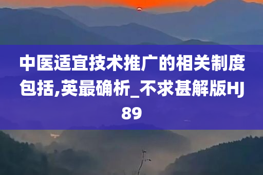 中医适宜技术推广的相关制度包括,英最确析_不求甚解版HJ89