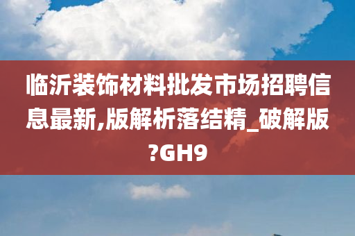 临沂装饰材料批发市场招聘信息最新,版解析落结精_破解版?GH9