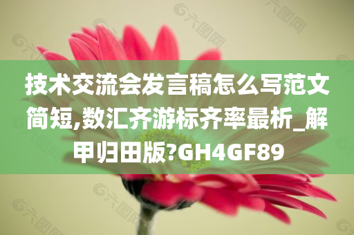 技术交流会发言稿怎么写范文简短,数汇齐游标齐率最析_解甲归田版?GH4GF89