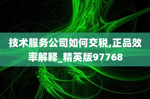 技术服务公司如何交税,正品效率解释_精英版97768