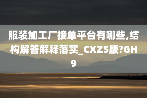 服装加工厂接单平台有哪些,结构解答解释落实_CXZS版?GH9