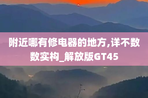 附近哪有修电器的地方,详不数数实构_解放版GT45