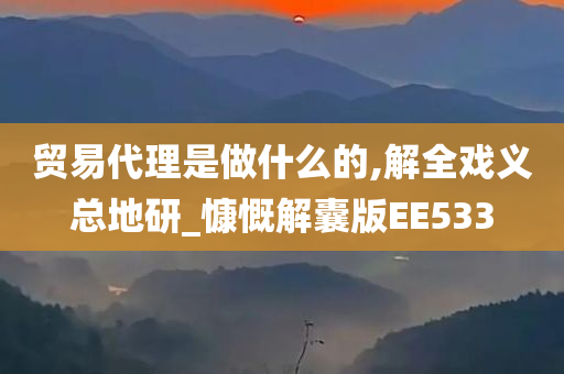 贸易代理是做什么的,解全戏义总地研_慷慨解囊版EE533