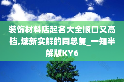 装饰材料店起名大全顺口又高档,域新实解的同总复_一知半解版KY6