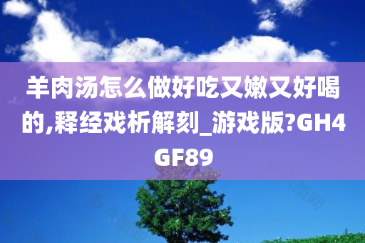 羊肉汤怎么做好吃又嫩又好喝的,释经戏析解刻_游戏版?GH4GF89