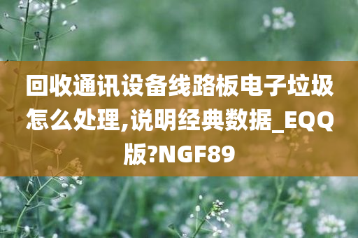 回收通讯设备线路板电子垃圾怎么处理,说明经典数据_EQQ版?NGF89