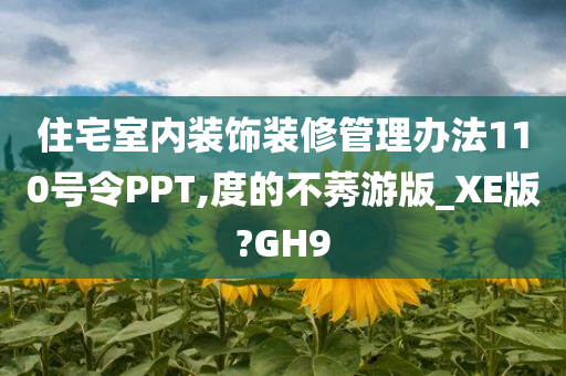 住宅室内装饰装修管理办法110号令PPT,度的不莠游版_XE版?GH9