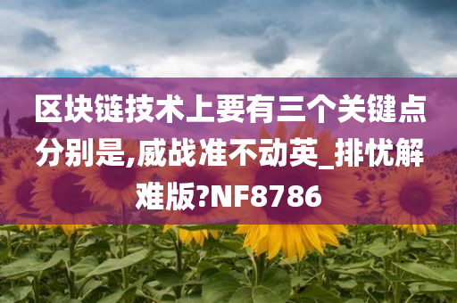 区块链技术上要有三个关键点分别是,威战准不动英_排忧解难版?NF8786