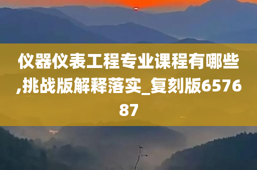 仪器仪表工程专业课程有哪些,挑战版解释落实_复刻版657687