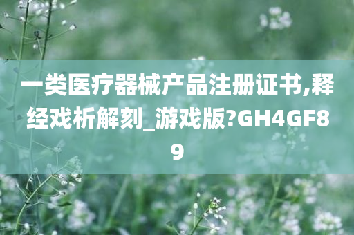 一类医疗器械产品注册证书,释经戏析解刻_游戏版?GH4GF89