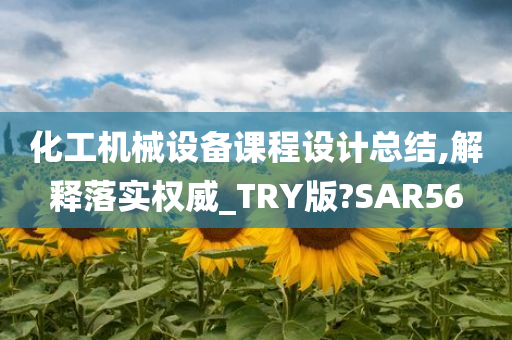 化工机械设备课程设计总结,解释落实权威_TRY版?SAR56