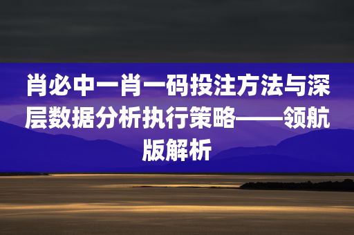 肖必中一肖一码投注方法与深层数据分析执行策略——领航版解析