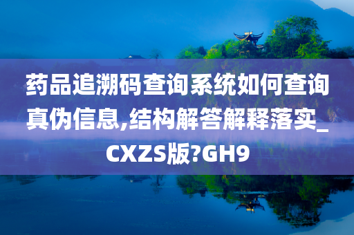 药品追溯码查询系统如何查询真伪信息,结构解答解释落实_CXZS版?GH9