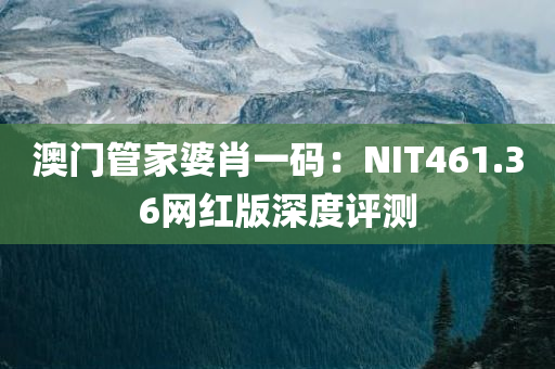 澳门管家婆肖一码：NIT461.36网红版深度评测