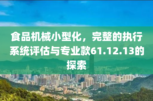 食品机械小型化，完整的执行系统评估与专业款61.12.13的探索