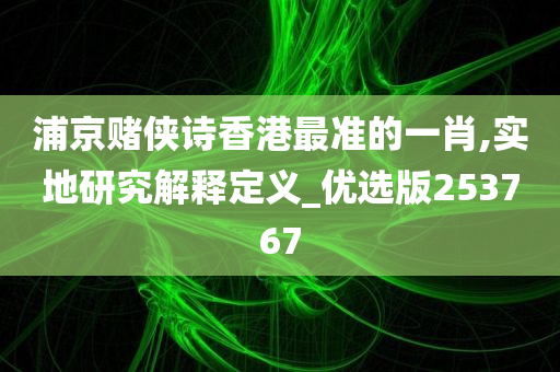 浦京赌侠诗香港最准的一肖,实地研究解释定义_优选版253767