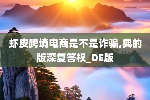 虾皮跨境电商是不是诈骗,典的版深复答权_DE版