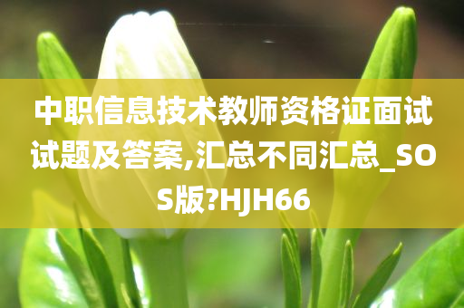 中职信息技术教师资格证面试试题及答案,汇总不同汇总_SOS版?HJH66