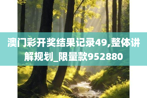 澳门彩开奖结果记录49,整体讲解规划_限量款952880