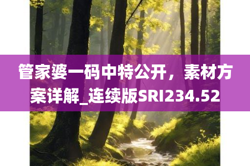 管家婆一码中特公开，素材方案详解_连续版SRI234.52