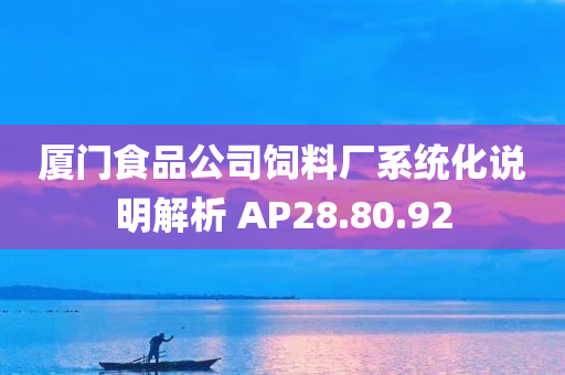 厦门食品公司饲料厂系统化说明解析 AP28.80.92