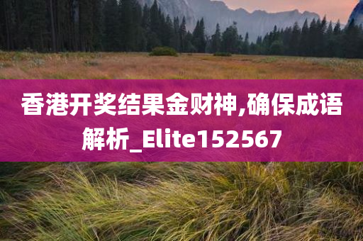 香港开奖结果金财神,确保成语解析_Elite152567