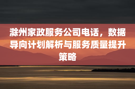 滁州家政服务公司电话，数据导向计划解析与服务质量提升策略