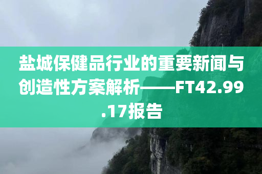 盐城保健品行业的重要新闻与创造性方案解析——FT42.99.17报告