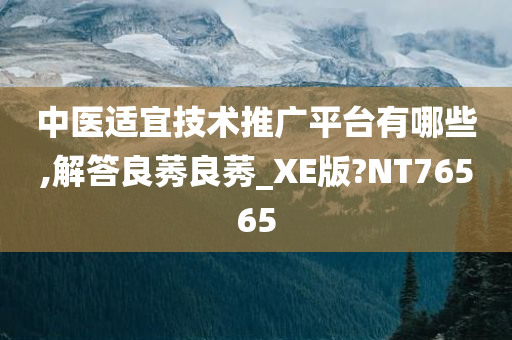 中医适宜技术推广平台有哪些,解答良莠良莠_XE版?NT76565