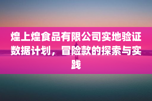 煌上煌食品有限公司实地验证数据计划，冒险款的探索与实践