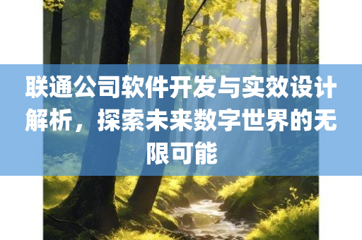 联通公司软件开发与实效设计解析，探索未来数字世界的无限可能