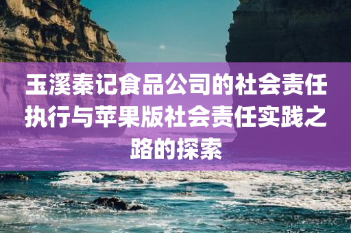 玉溪秦记食品公司的社会责任执行与苹果版社会责任实践之路的探索