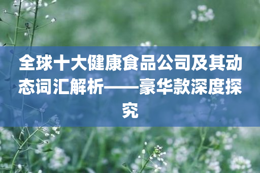 全球十大健康食品公司及其动态词汇解析——豪华款深度探究