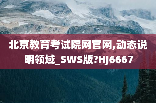 北京教育考试院网官网,动态说明领域_SWS版?HJ6667