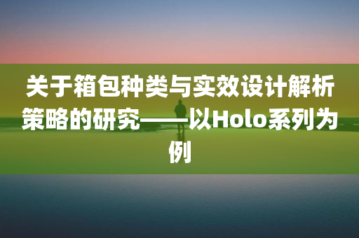 关于箱包种类与实效设计解析策略的研究——以Holo系列为例